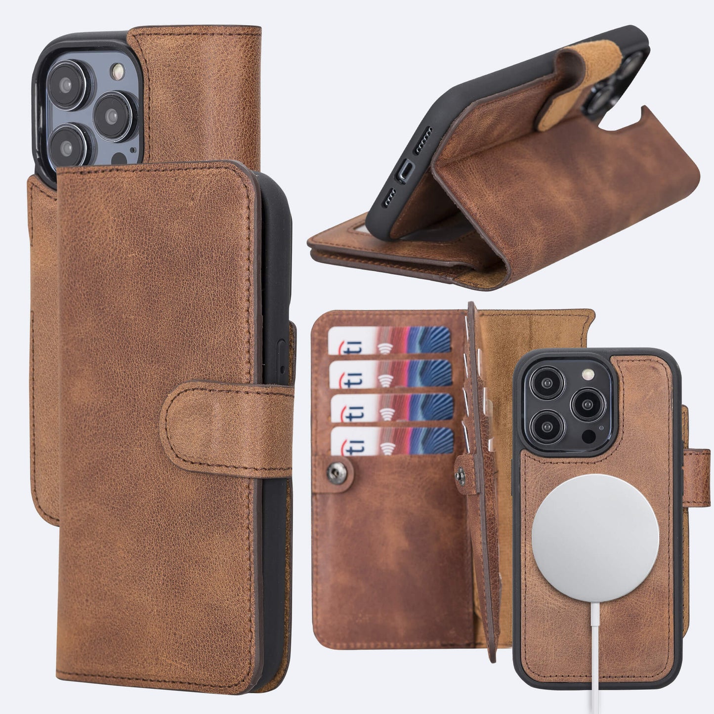 iPhone 15 Pro Max Leather Double Wallet Case
