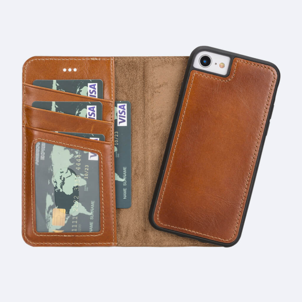 Leather Iphone Phone Case With Card Holder Leather Wallet Case For