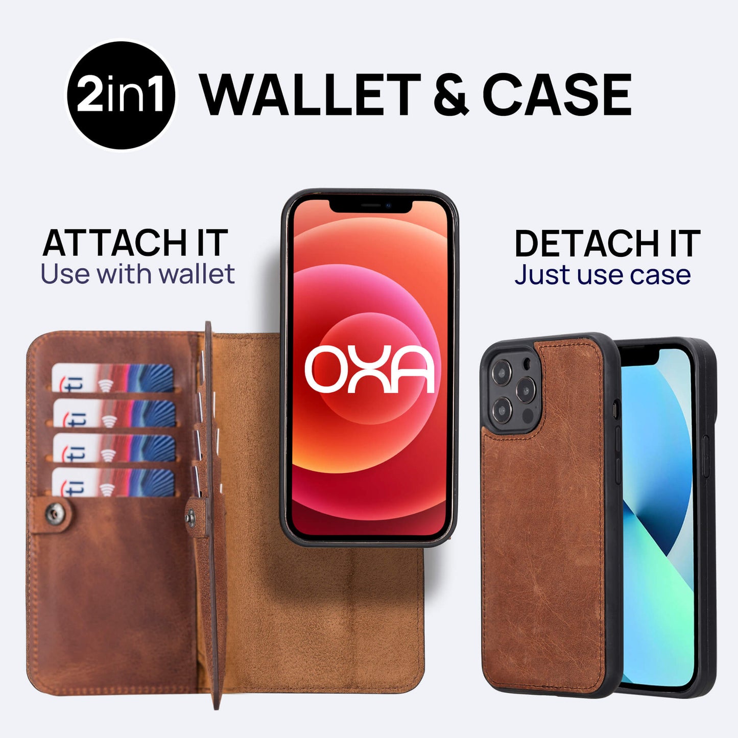 iPhone 12 Leather Double Wallet Case