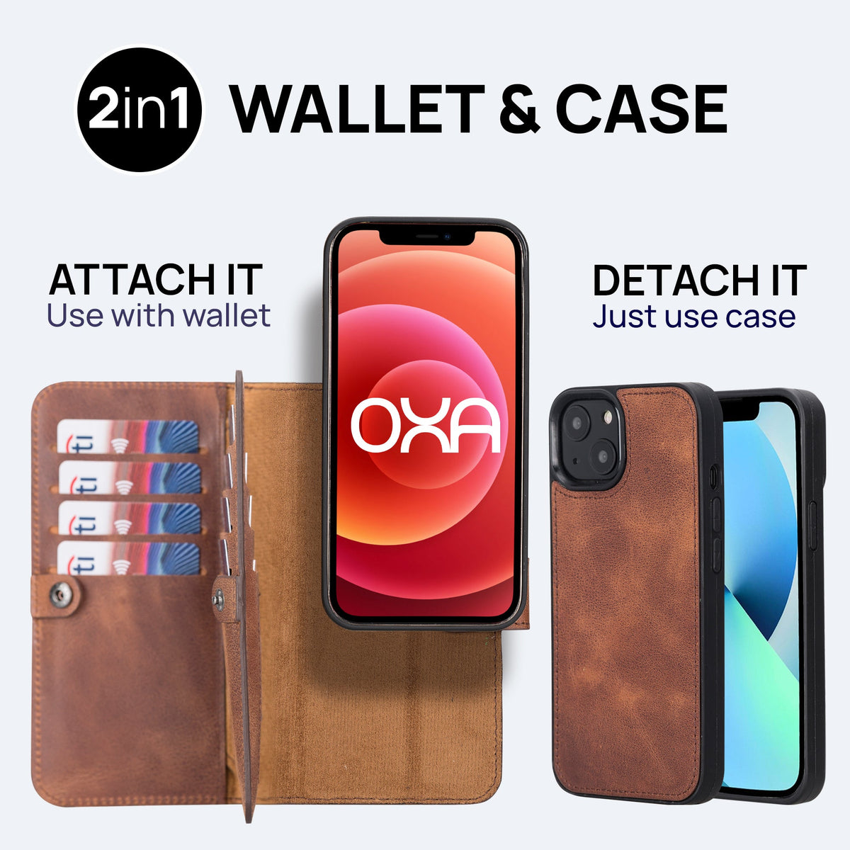 iPhone 13 Mini Leather Double Wallet Case