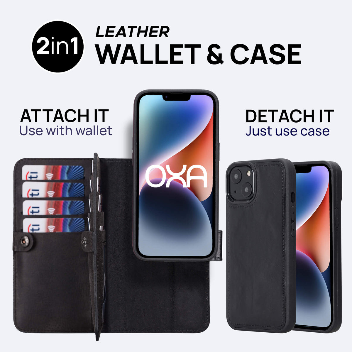iPhone 15 Leather Double Wallet Case