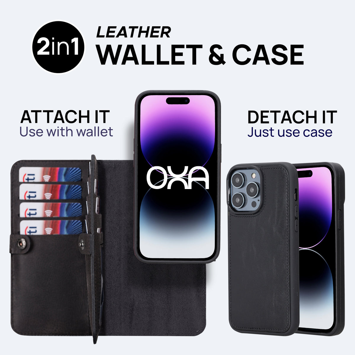 iPhone 14 Pro Max Leather Double Wallet Case