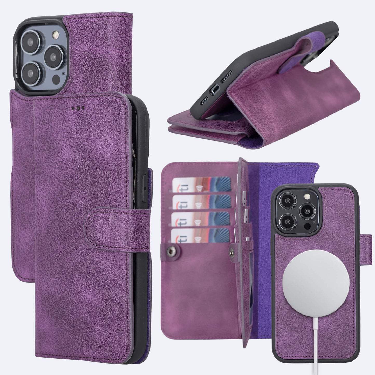iPhone 15 Pro Leather Double Wallet Case