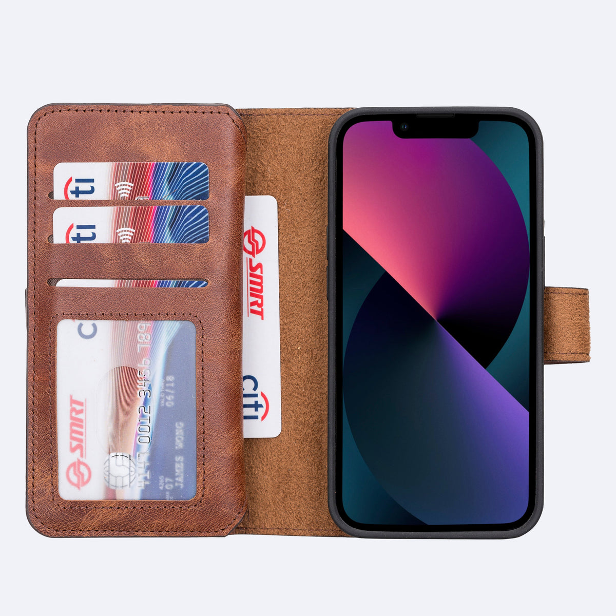 iPhone 13 Mini Leather Double Wallet Case