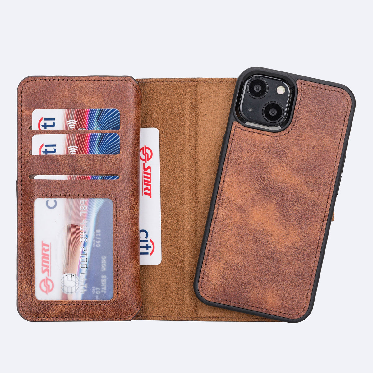 iPhone 13 Mini Leather Double Wallet Case