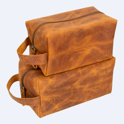 Leather Toiletry Bag for Men Women Travel Shaving Bag Organizer Dopp Kit Gift for him her