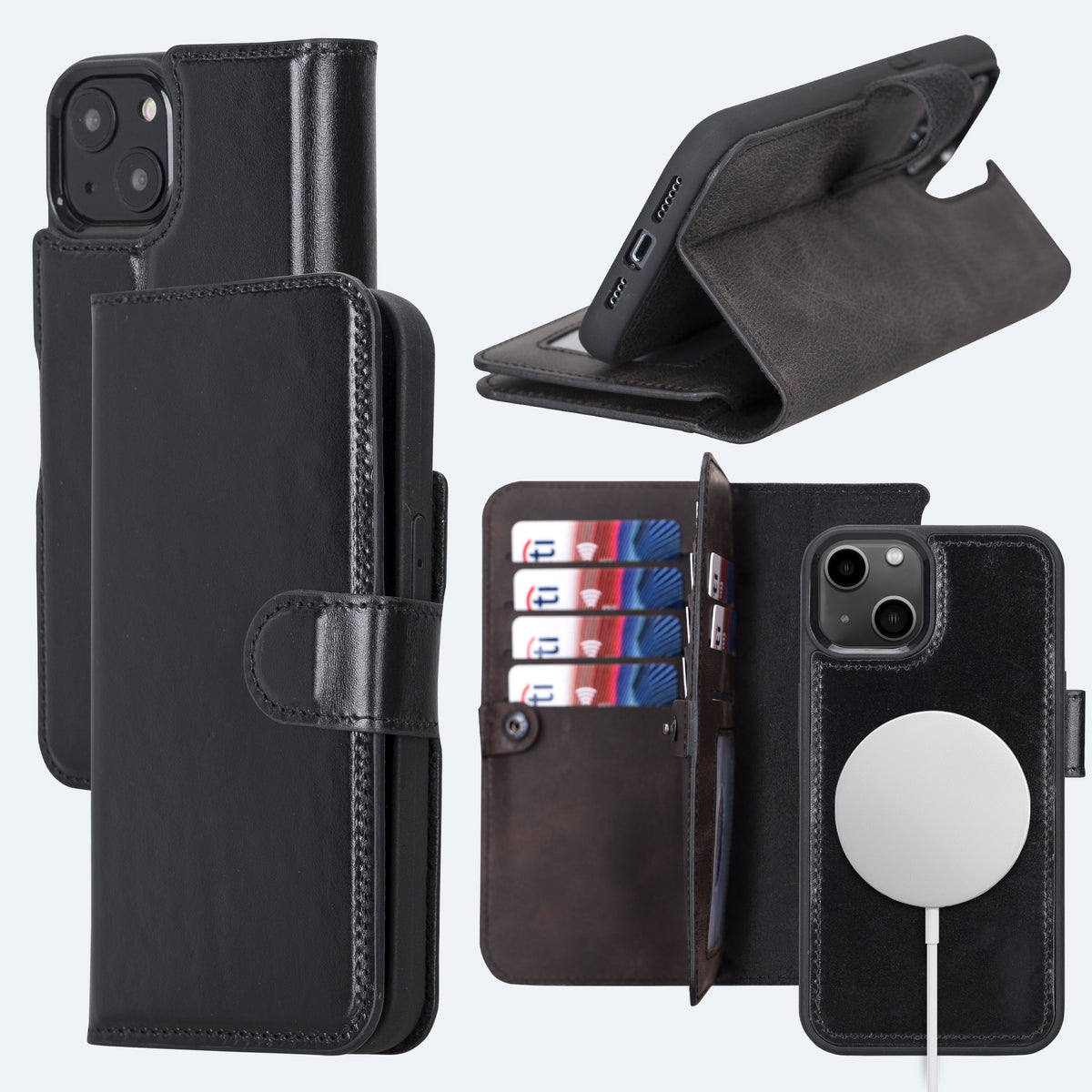 iPhone 13 Leather Double Wallet Case