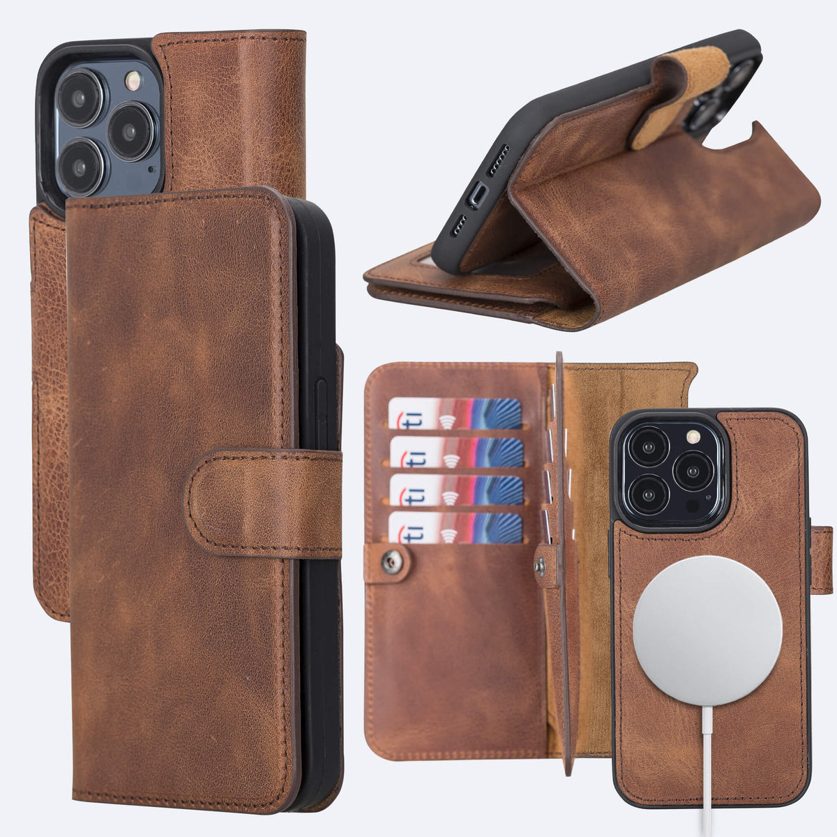 iPhone 13 Pro Max Leather Double Wallet Case