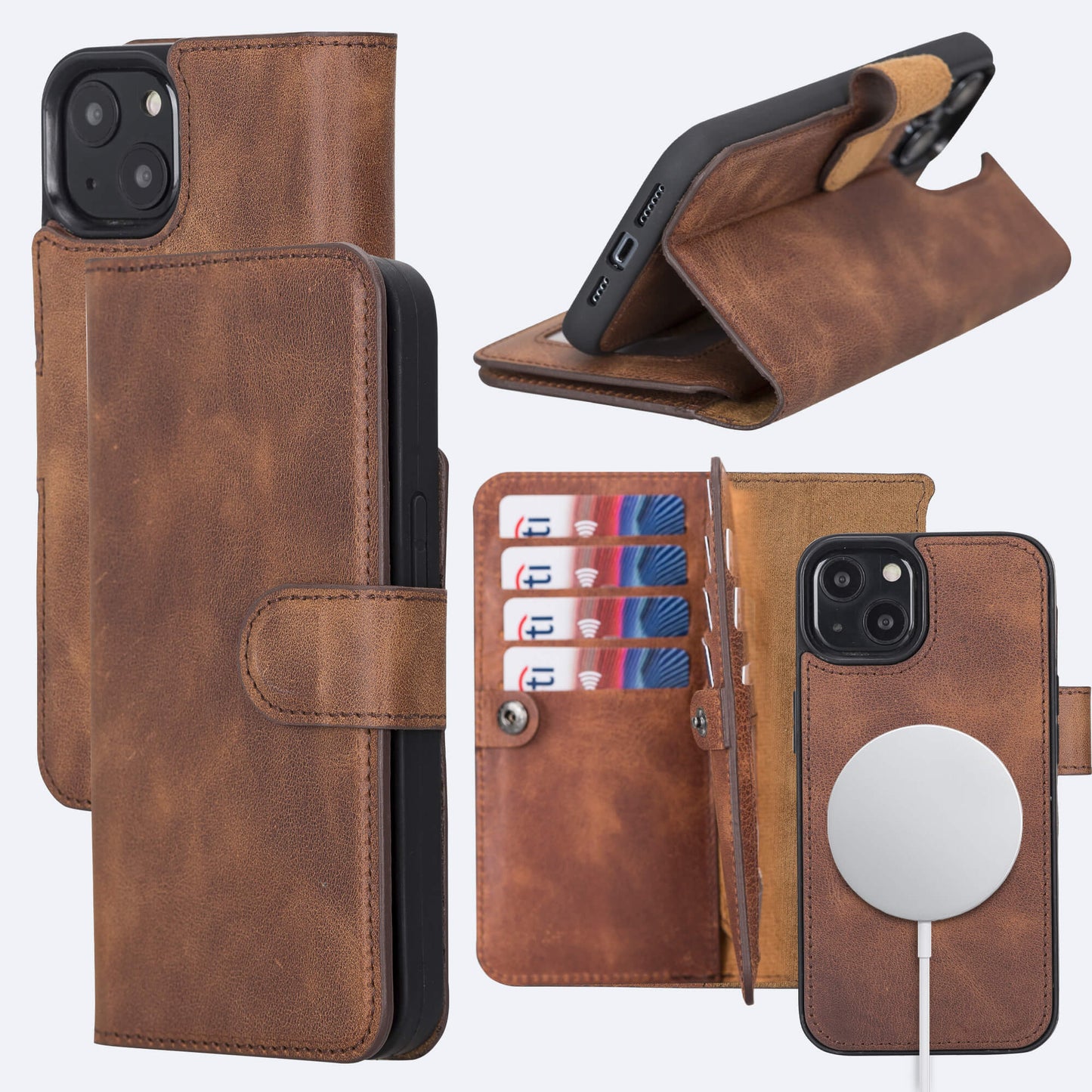 iPhone 14 Leather Double Wallet Case