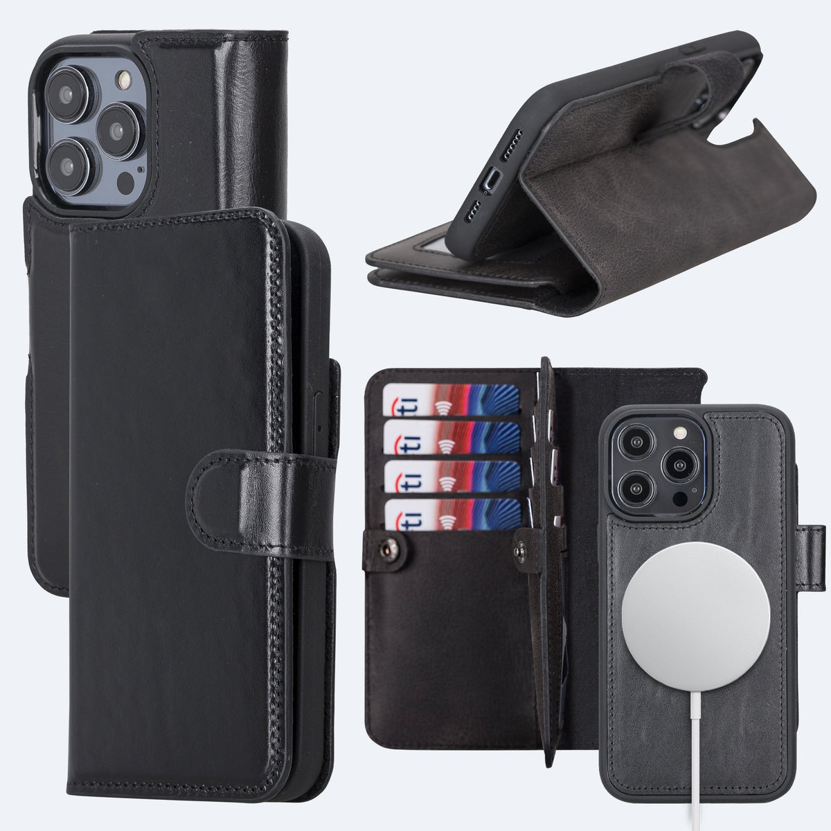 iPhone 15 Plus Leather Double Wallet Case