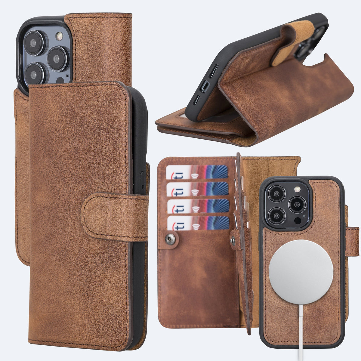 iPhone 15 Pro Leather Double Wallet Case