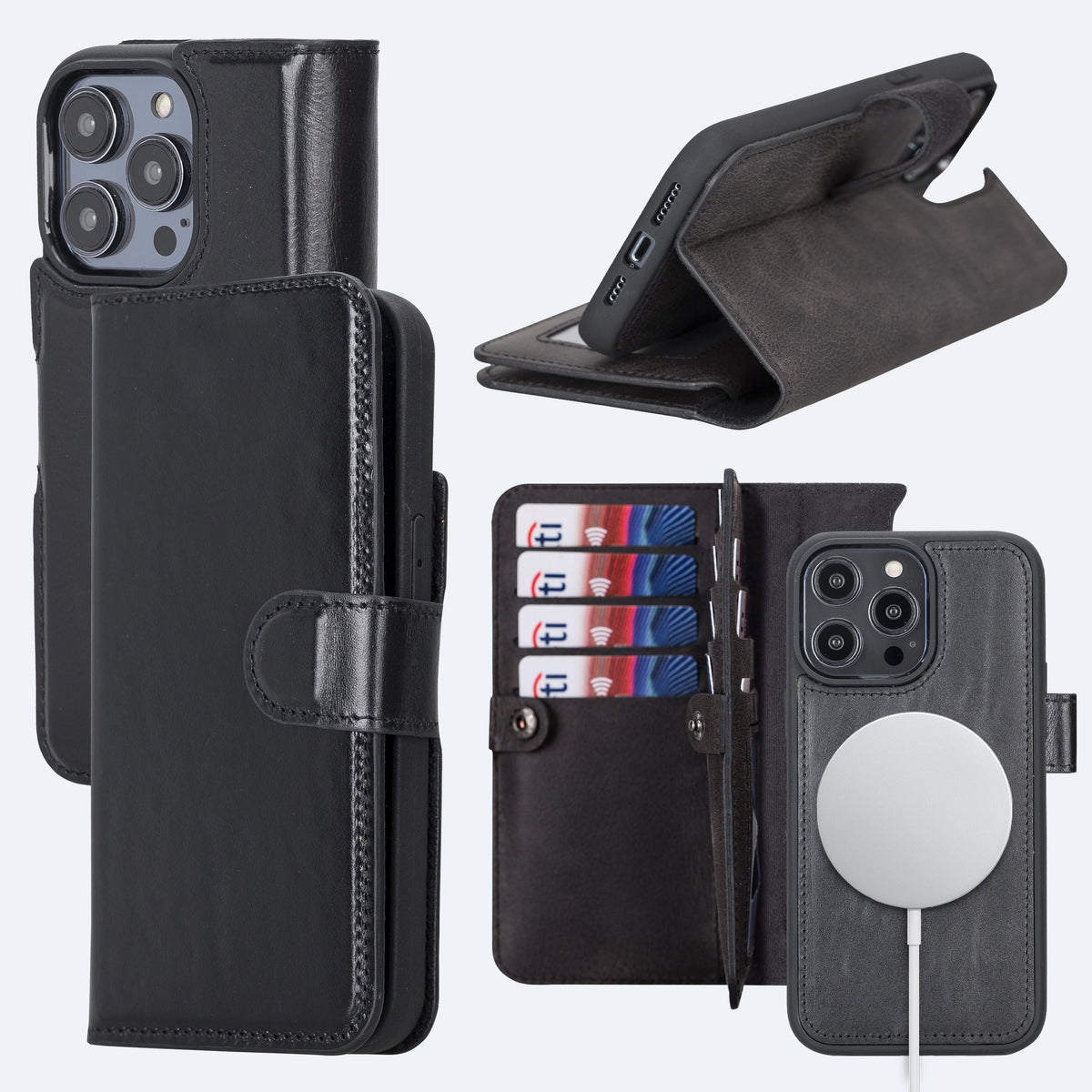 iPhone 15 Pro Max Leather Double Wallet Case