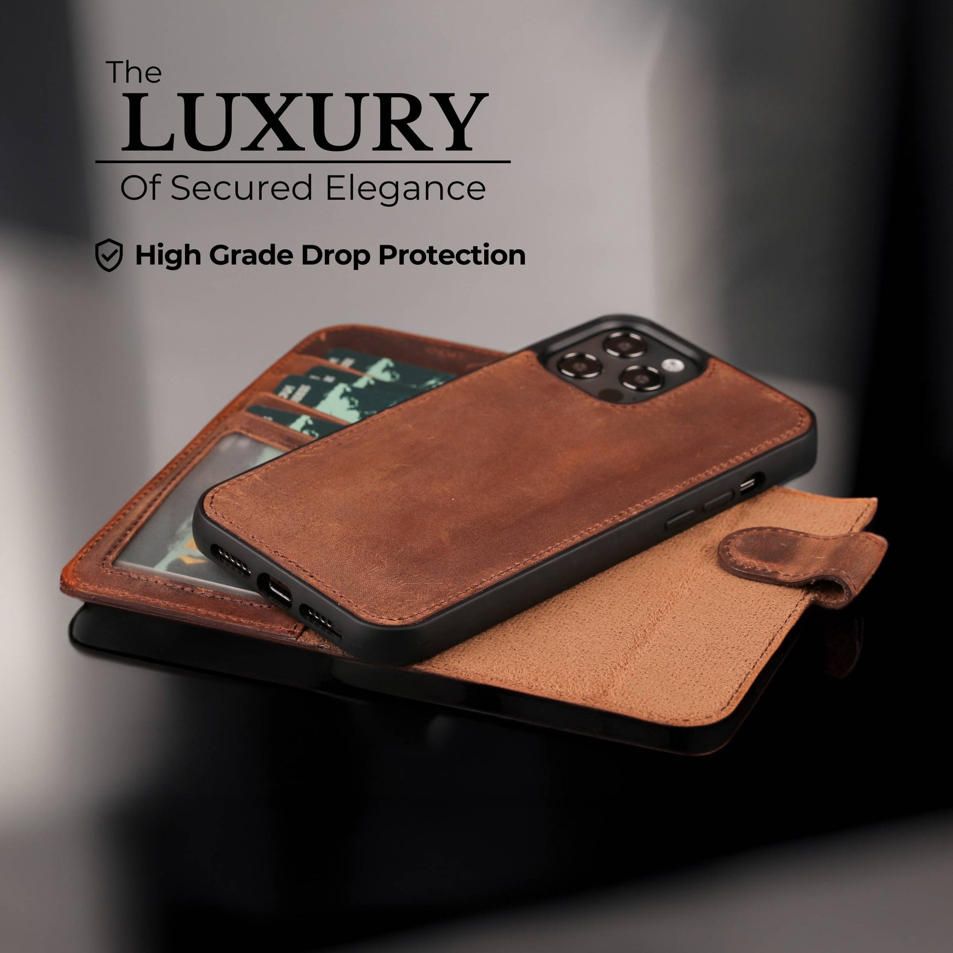 iPhone XS Max Dual Fold Magnetic Detachable Leather Wallet Case