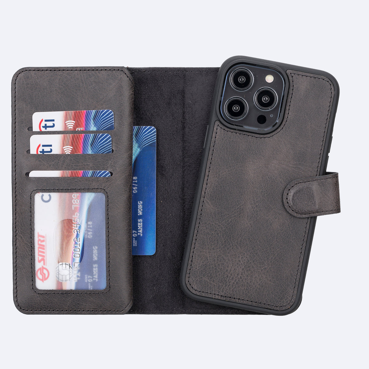 iPhone 14 Pro Max Leather Double Wallet Case