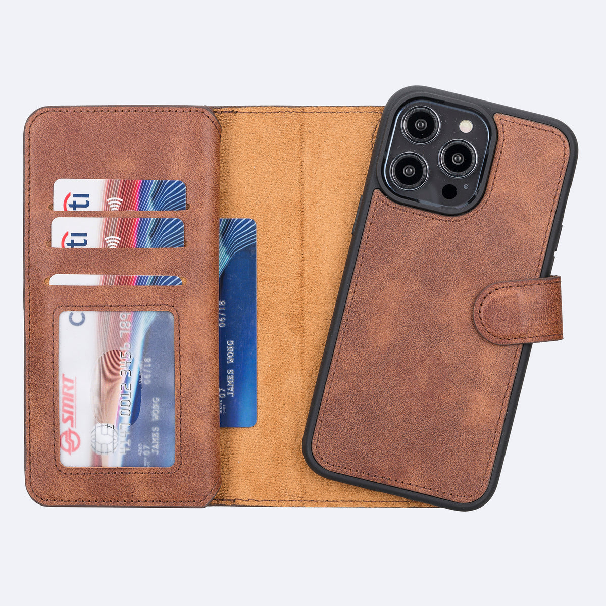iPhone 14 Pro Max Leather Double Wallet Case