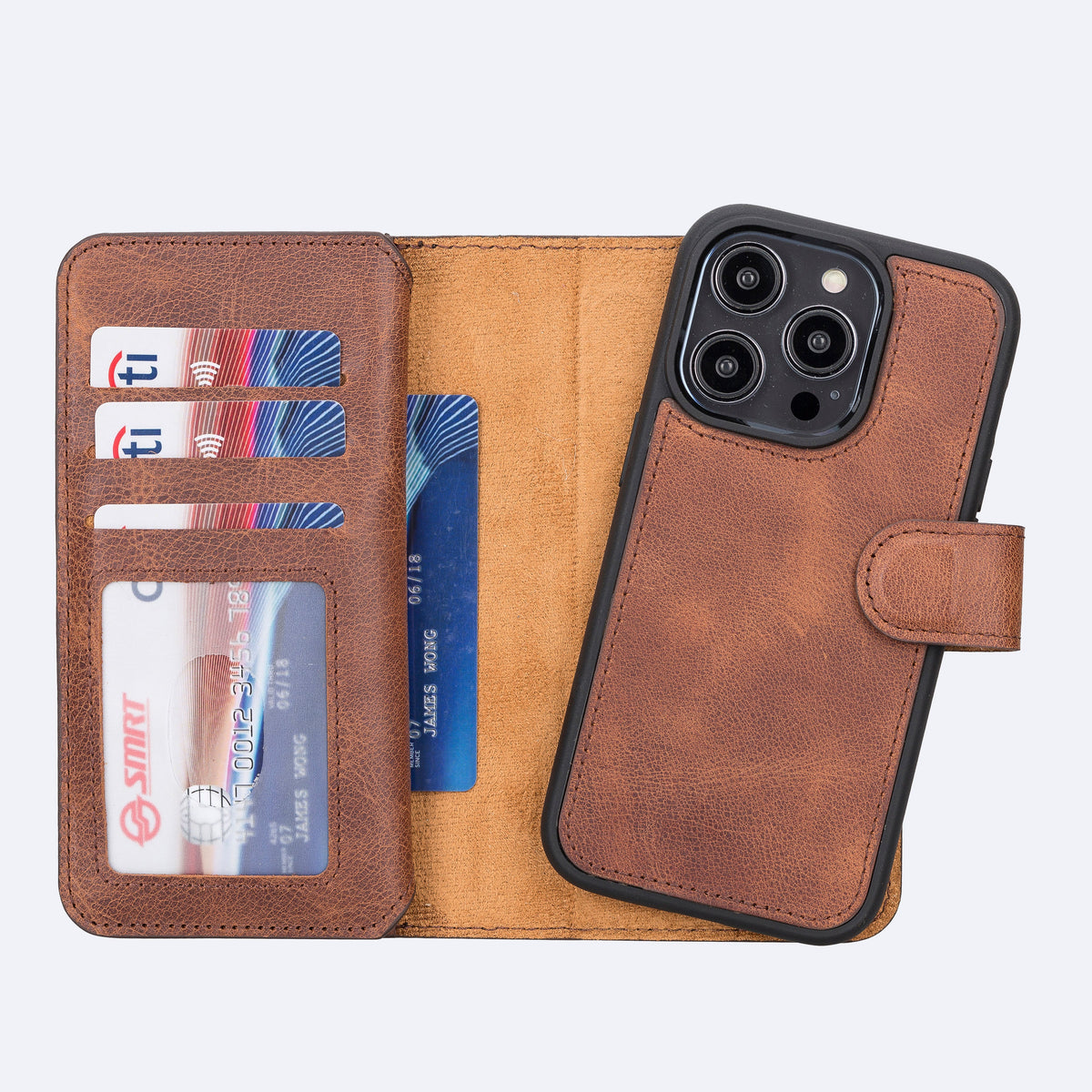 iPhone 15 Pro Leather Double Wallet Case