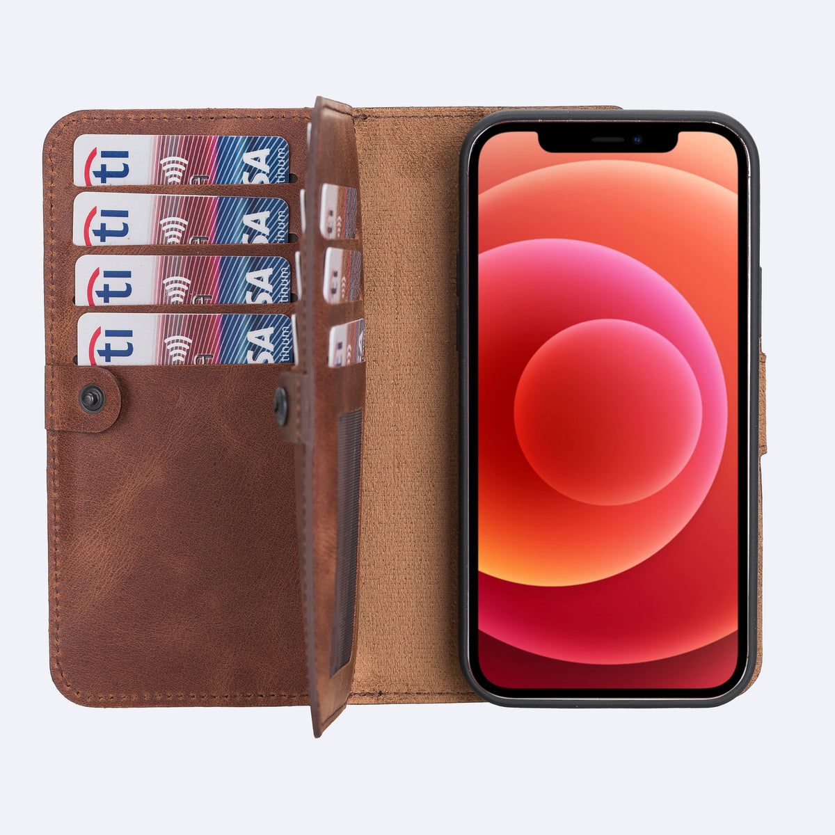 iPhone 12 Leather Double Wallet Case