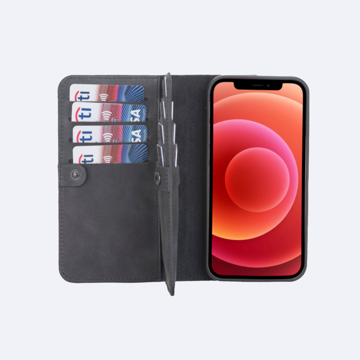 iPhone 12 Leather Double Wallet Case