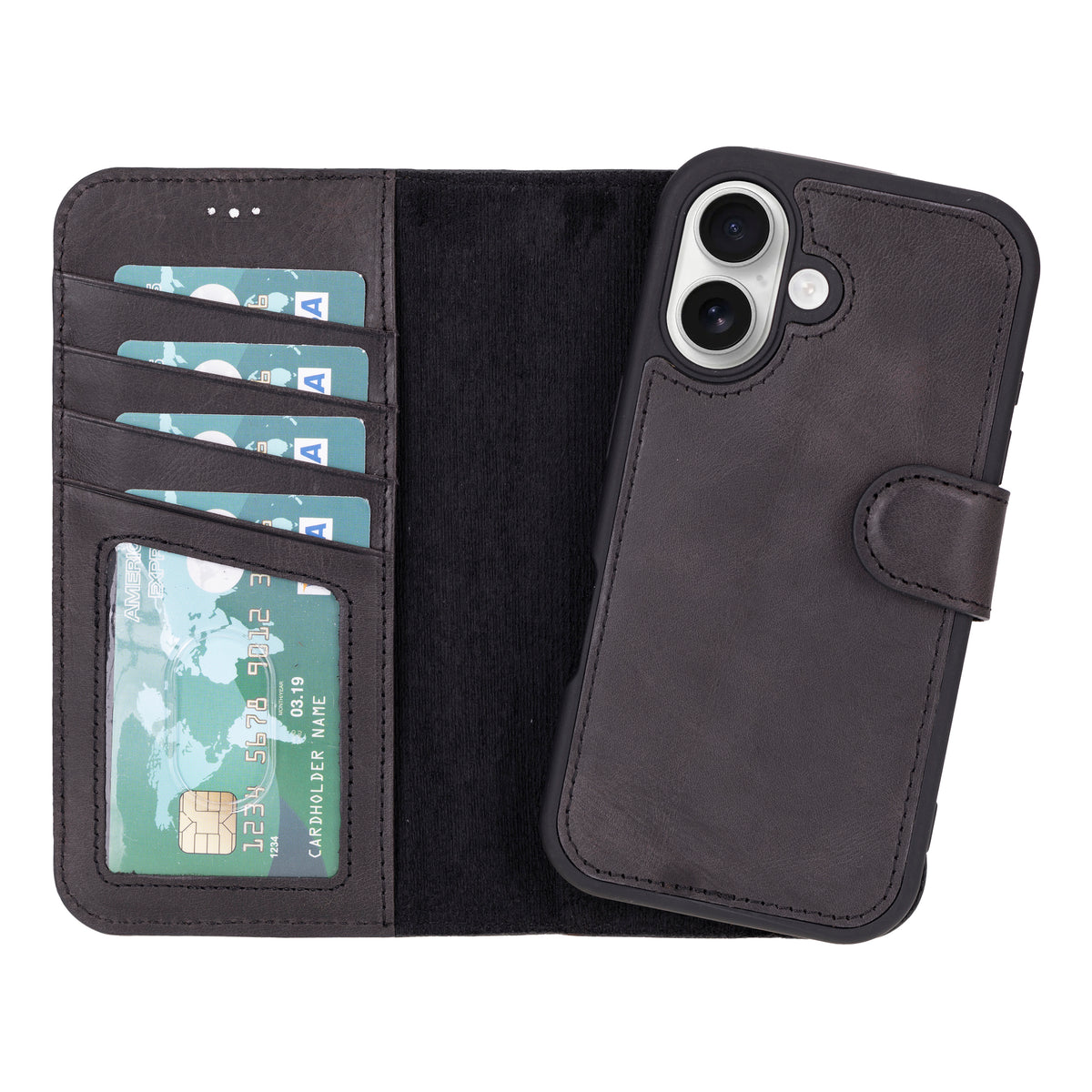 iPhone 16 Leather Wallet Case