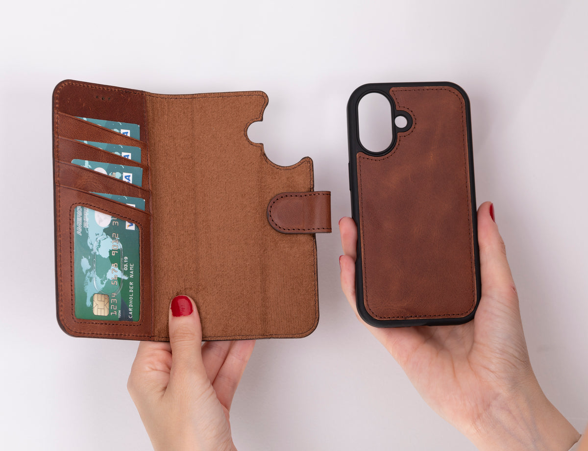 iPhone 16 Leather Wallet Case