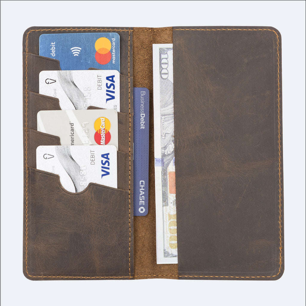 Premium Quality Leather Checkbook Holder and Wallet