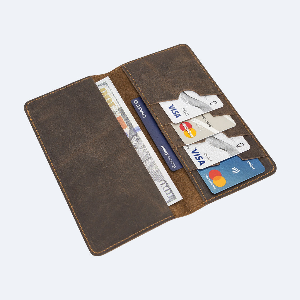 Premium Quality Leather Checkbook Holder and Wallet