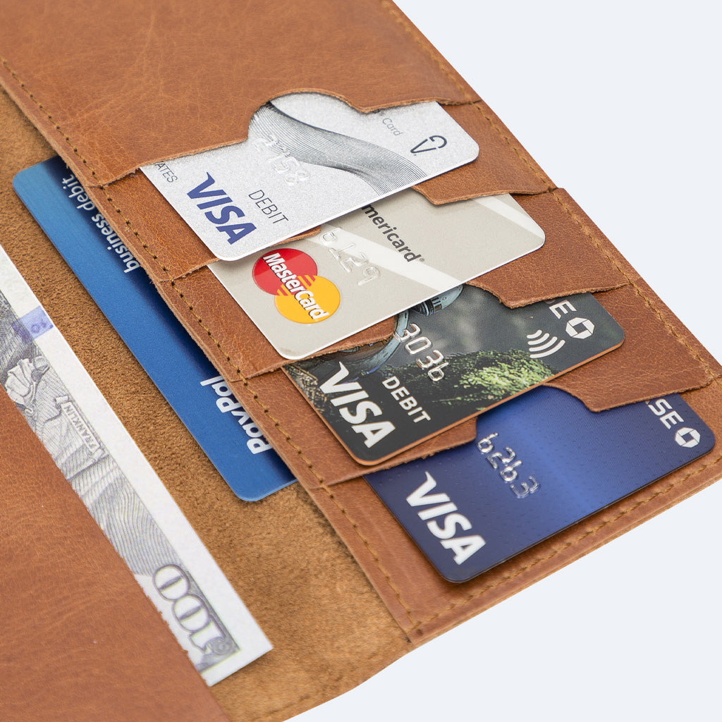 Premium Quality Leather Checkbook Holder and Wallet
