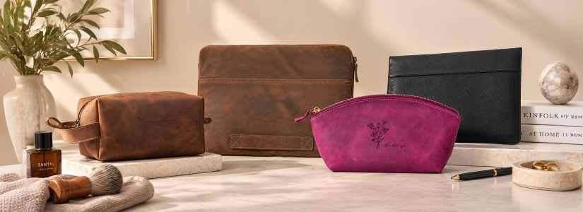 Leather Dopp Kit Bag