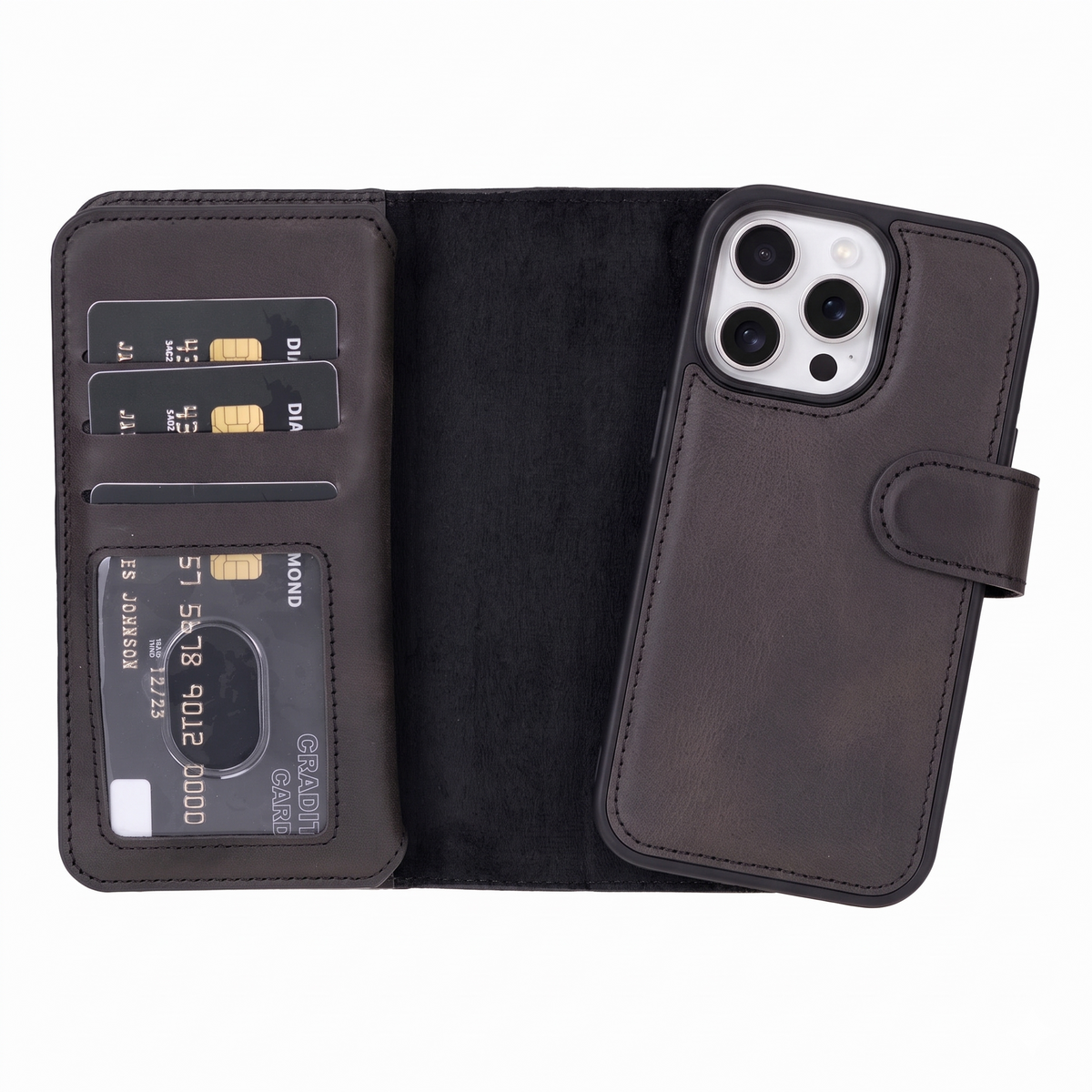 iPhone 16 Pro Leather Double Wallet Case