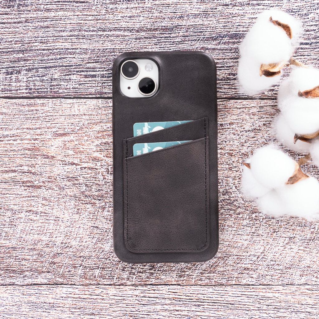 iPhone 15 Plus Leather Case with Card Holder