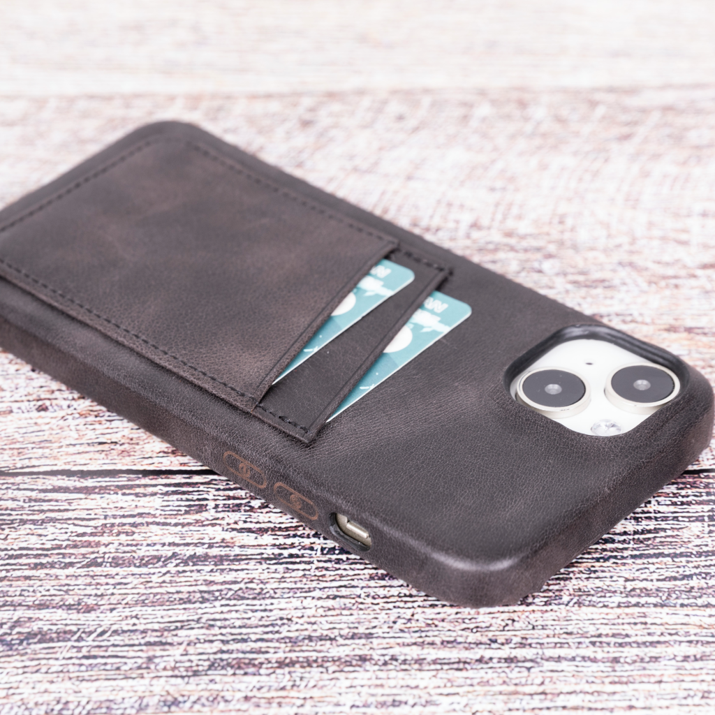 iPhone 15 Plus Leather Case with Card Holder
