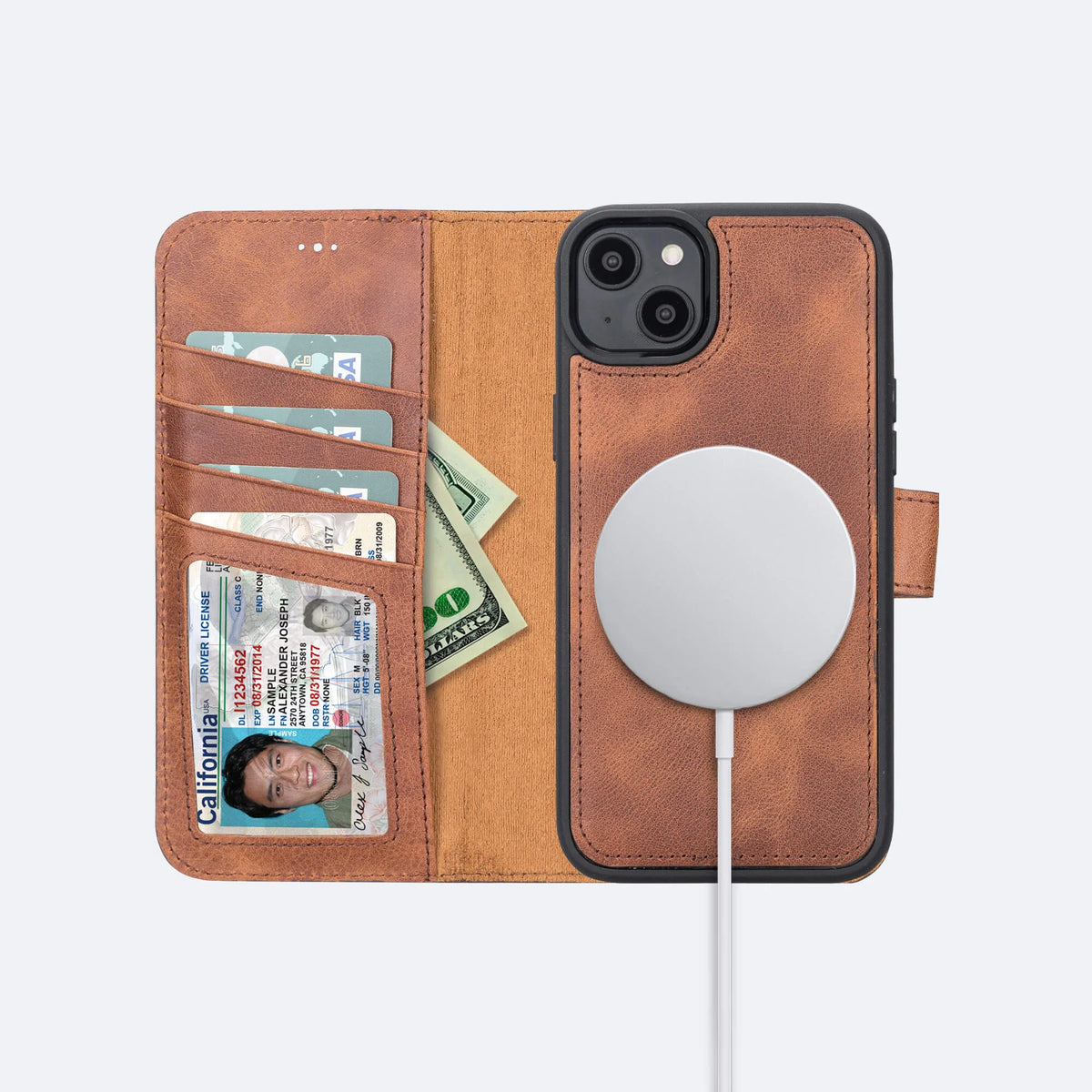 iPhone 15 Leather Wallet Case