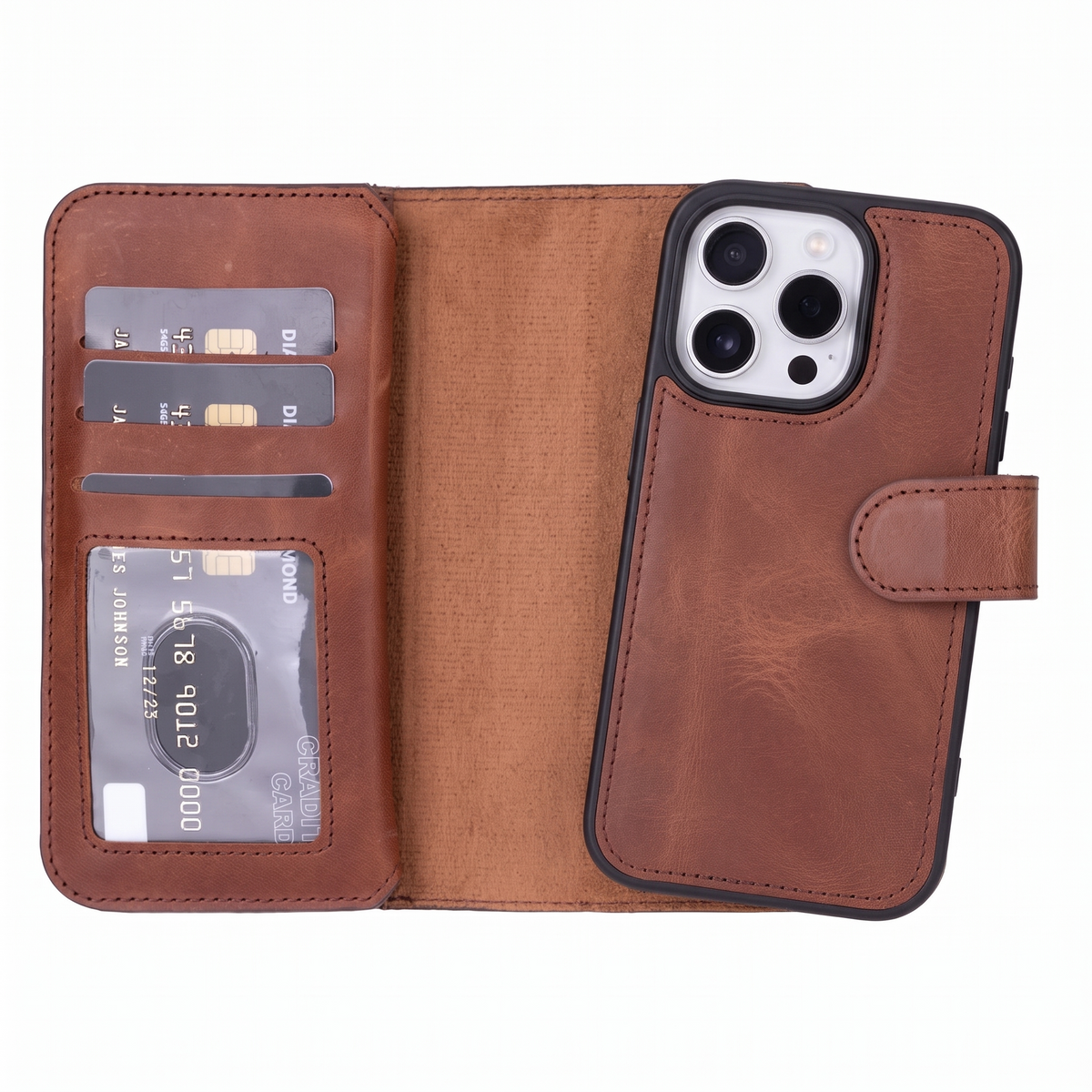 iPhone 16 Pro Leather Double Wallet Case