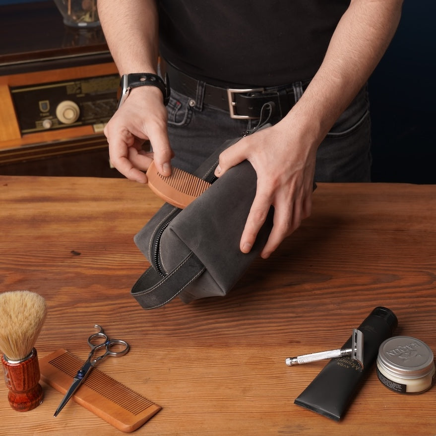 Leather Dopp Kit Bag - Travel Organizer