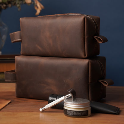 Leather Dopp Kit Bag - Travel Organizer