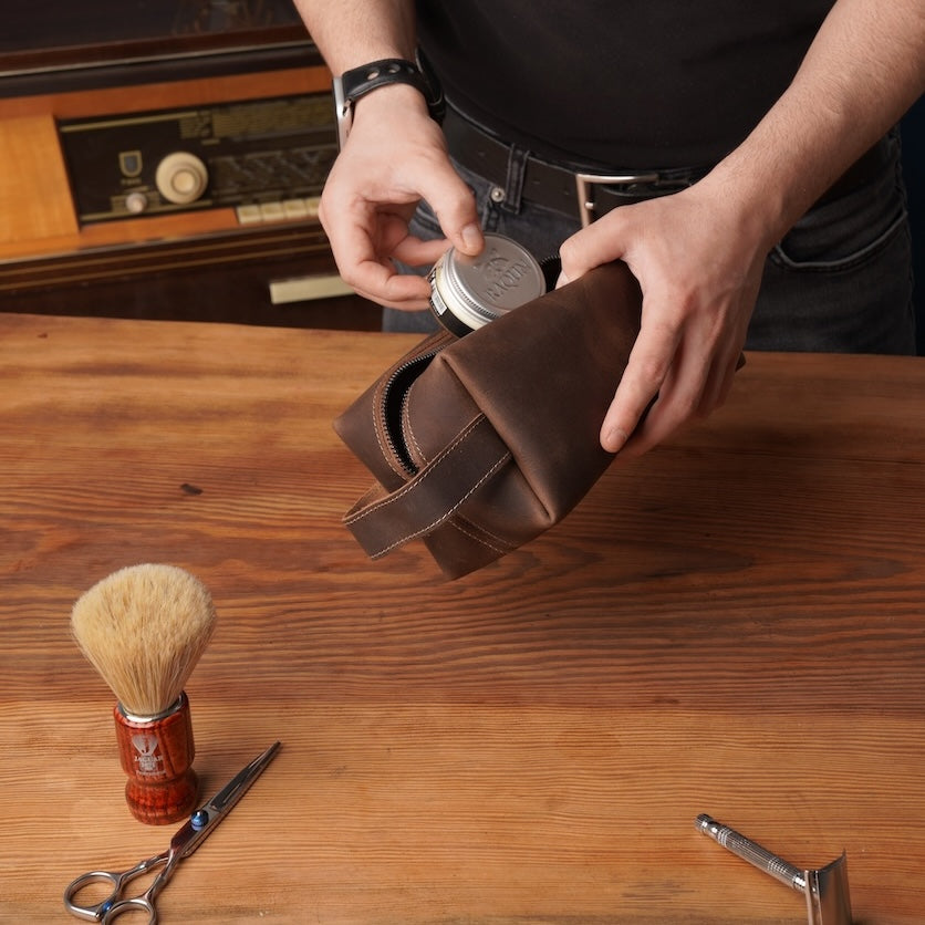 Leather Dopp Kit Bag - Travel Organizer