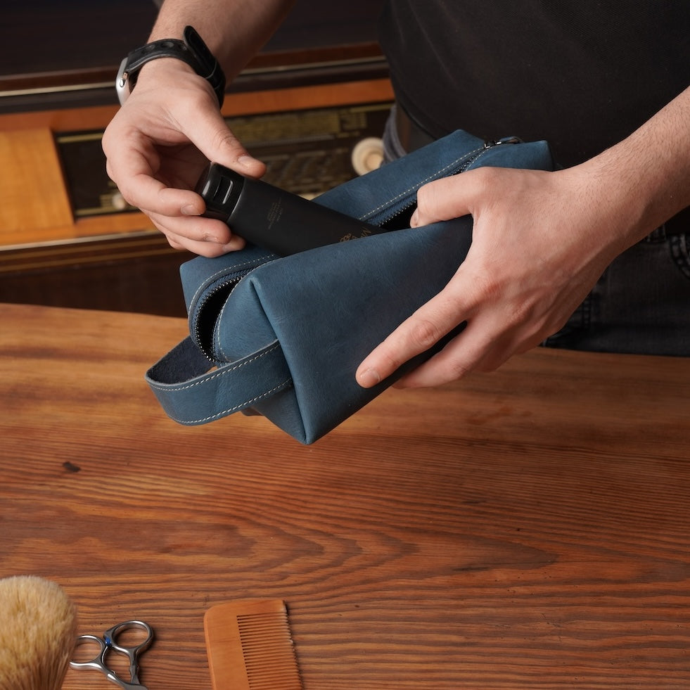 Leather Dopp Kit Bag - Travel Organizer