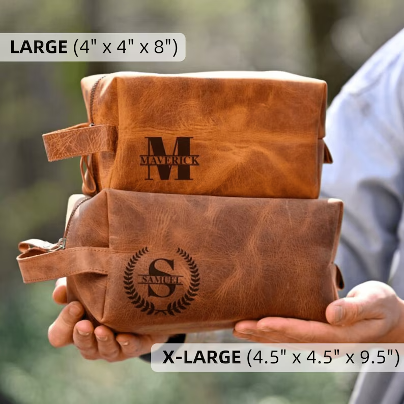 Leather Dopp Kit Bag - Travel Organizer