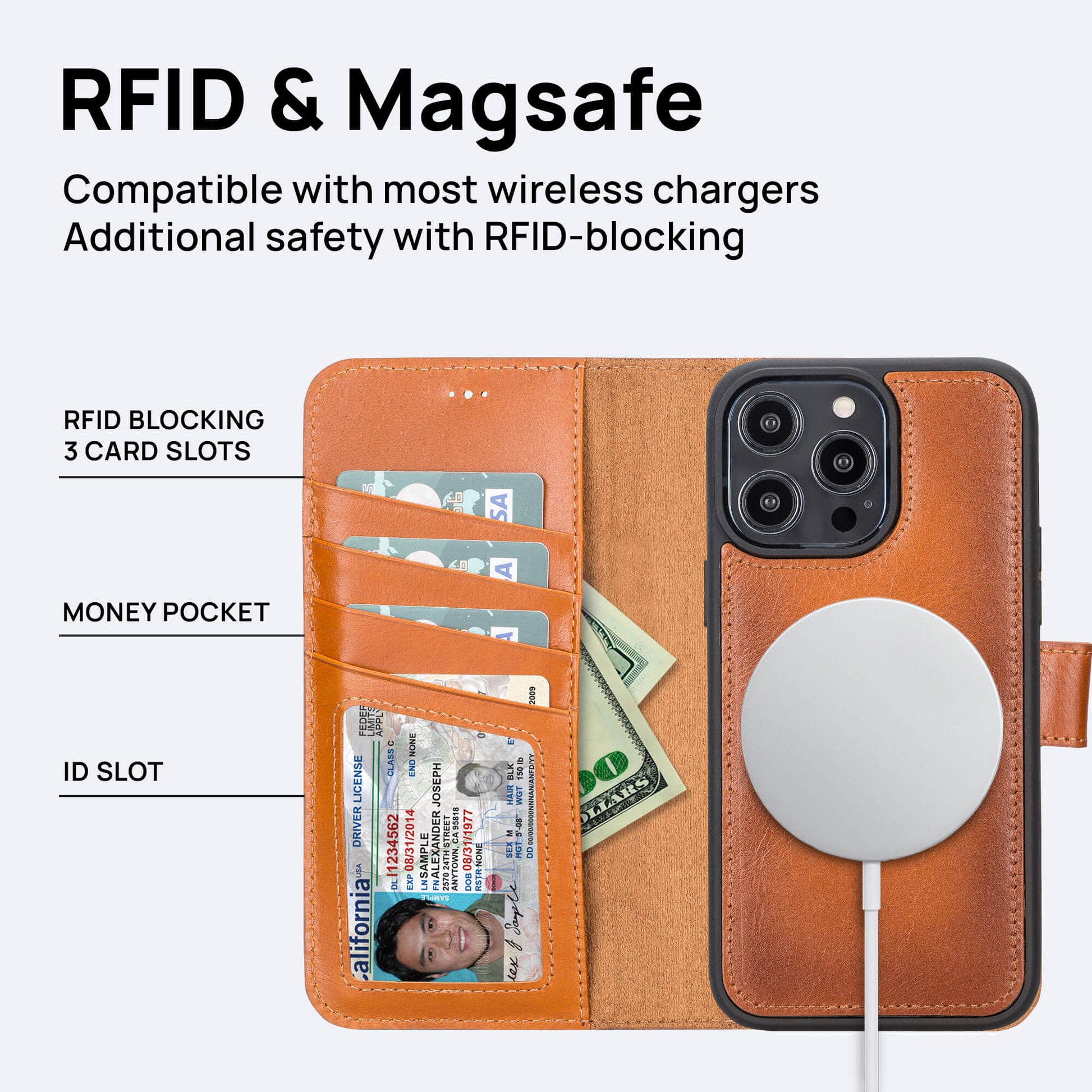 IPhone 14 Pro Max Leather Wallet Case, iPhone 14 Pro Max Plus Case, iPhone  13 Mini Case Women Men, Magnetic Detachable Magsafe iPhone 13 Pro 