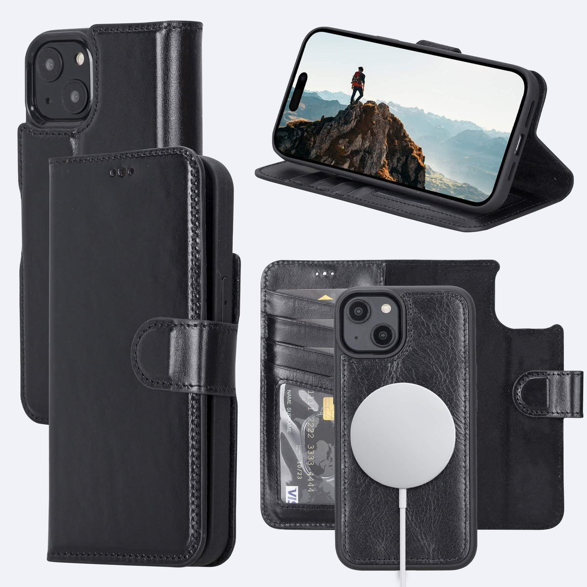iPhone 15 Leather Wallet Case