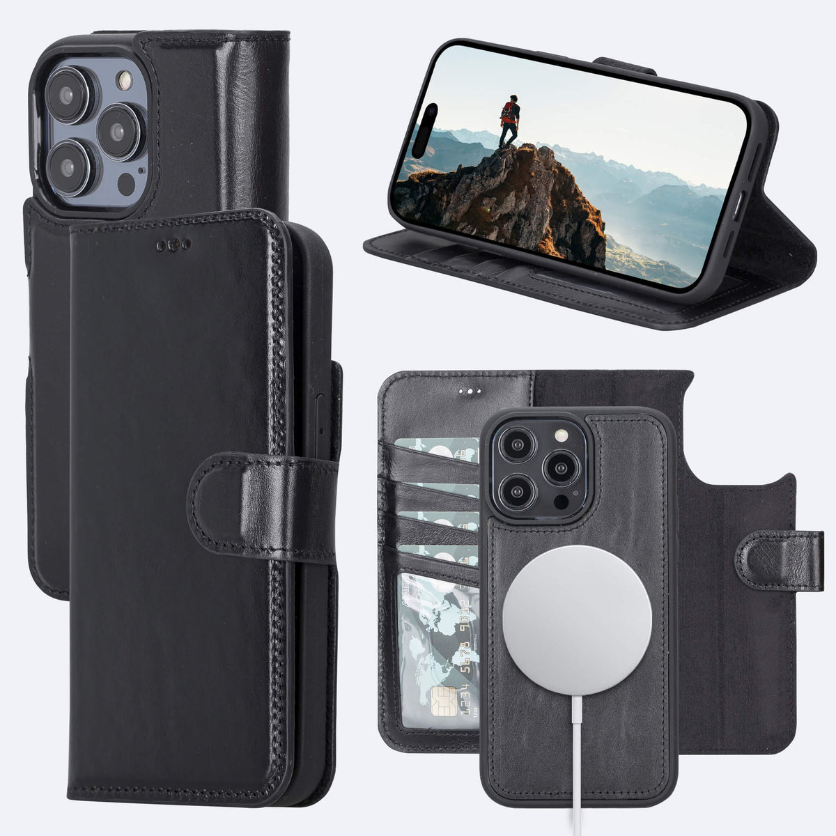 iPhone 15 Pro Max Leather Wallet Case