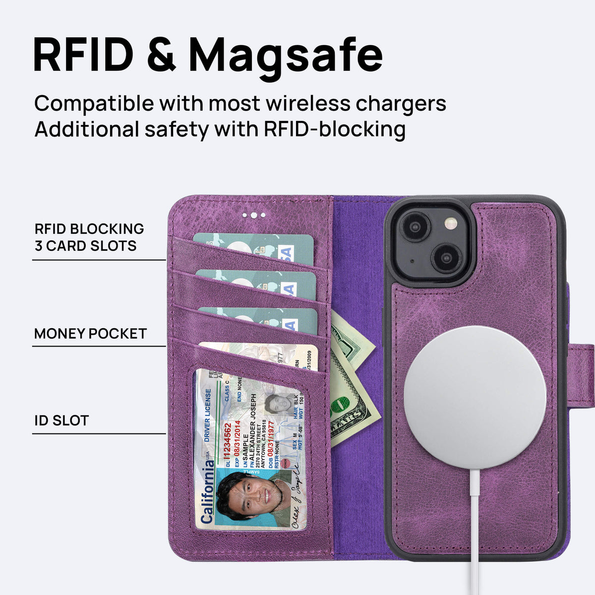 iPhone 15 Pro Leather Wallet Case