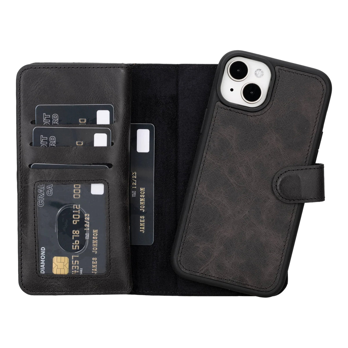 iPhone 15 Plus Leather Double Wallet Case