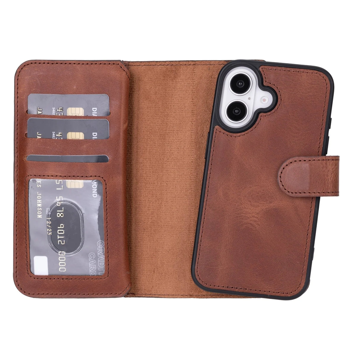 iPhone 16 Leather Double Wallet Case