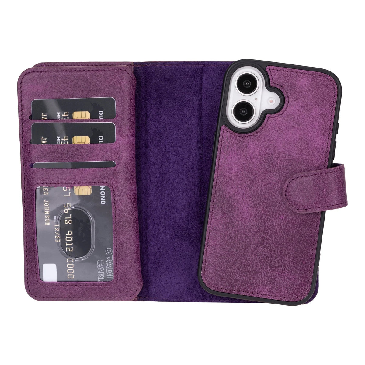 iPhone 16 Leather Double Wallet Case