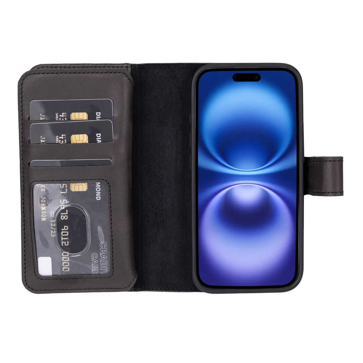 iPhone 16 Leather Double Wallet Case