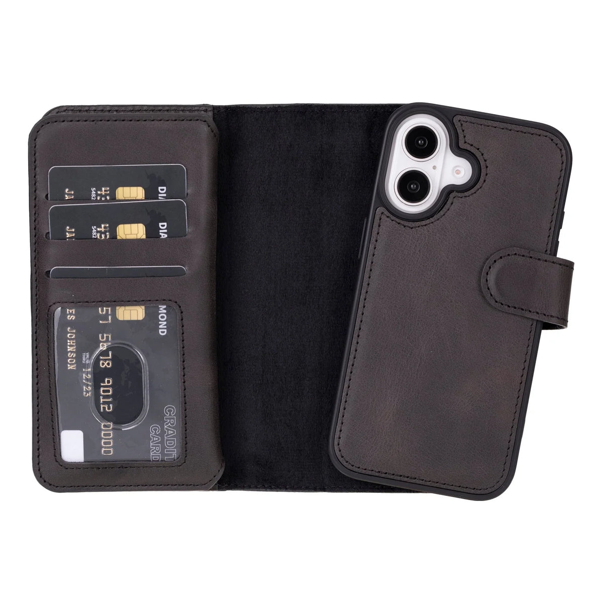 iPhone 16 Leather Double Wallet Case