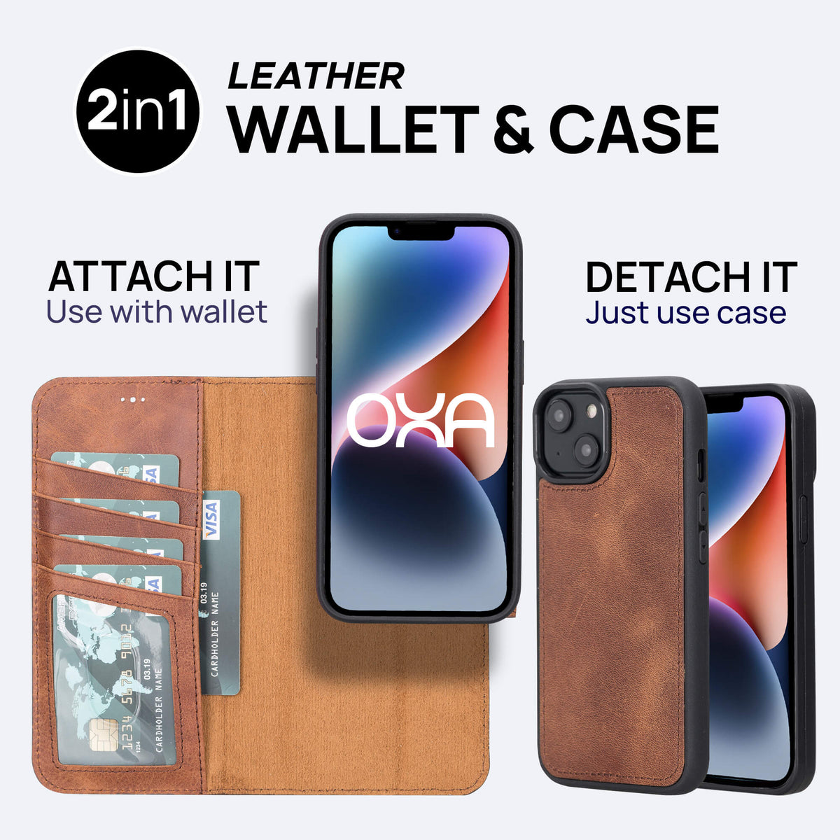 iPhone 15 Plus Leather Wallet Case