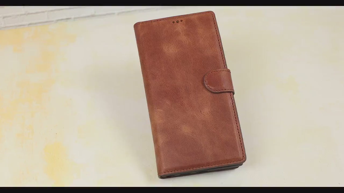 Load video: Samsung Galaxy S23 Leather Wallet Case