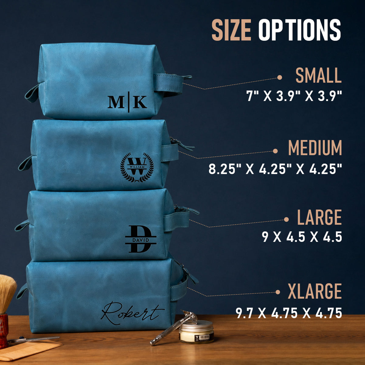 Leather Dopp Kit Bag - Travel Organizer